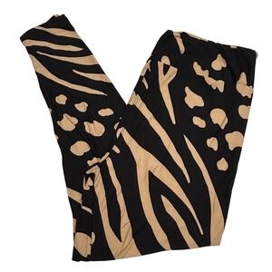 LuLaRoe Womens Leggings Size TC2 Black Zebra Cheetah Leopard Stripe Plus 18+ NWT